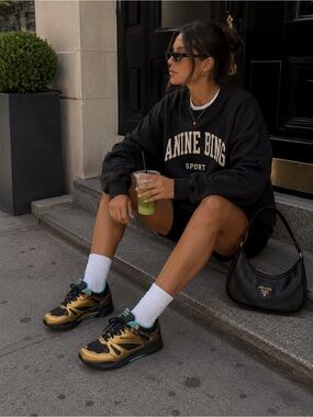 Reebok Gold and Black Sneakers, size 6
